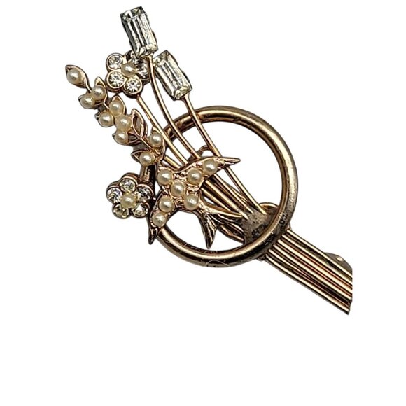 Antique Edwardian Floral Spray Brooch Seed Pearl Dove  Small Delicate Elegant - Picture 7 of 7